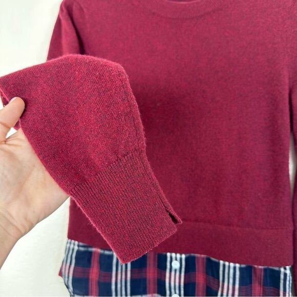 Veronica Beard Jensen Puff Sleeve Cashmere Tunic Sweater Size XS/S in Burgundy - Picture 5 of 11